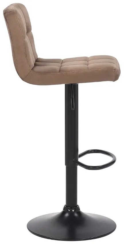 Conjunto de 4 bancos de bar em veludo com estrutura preta 85-106 x 40 x 50 cm castanho