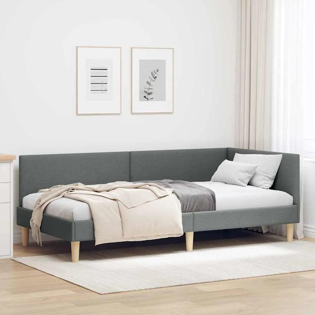 vidaXL Estrutura de Cama de Canto Cinza Escuro 80 cm x 200 cm Veludo