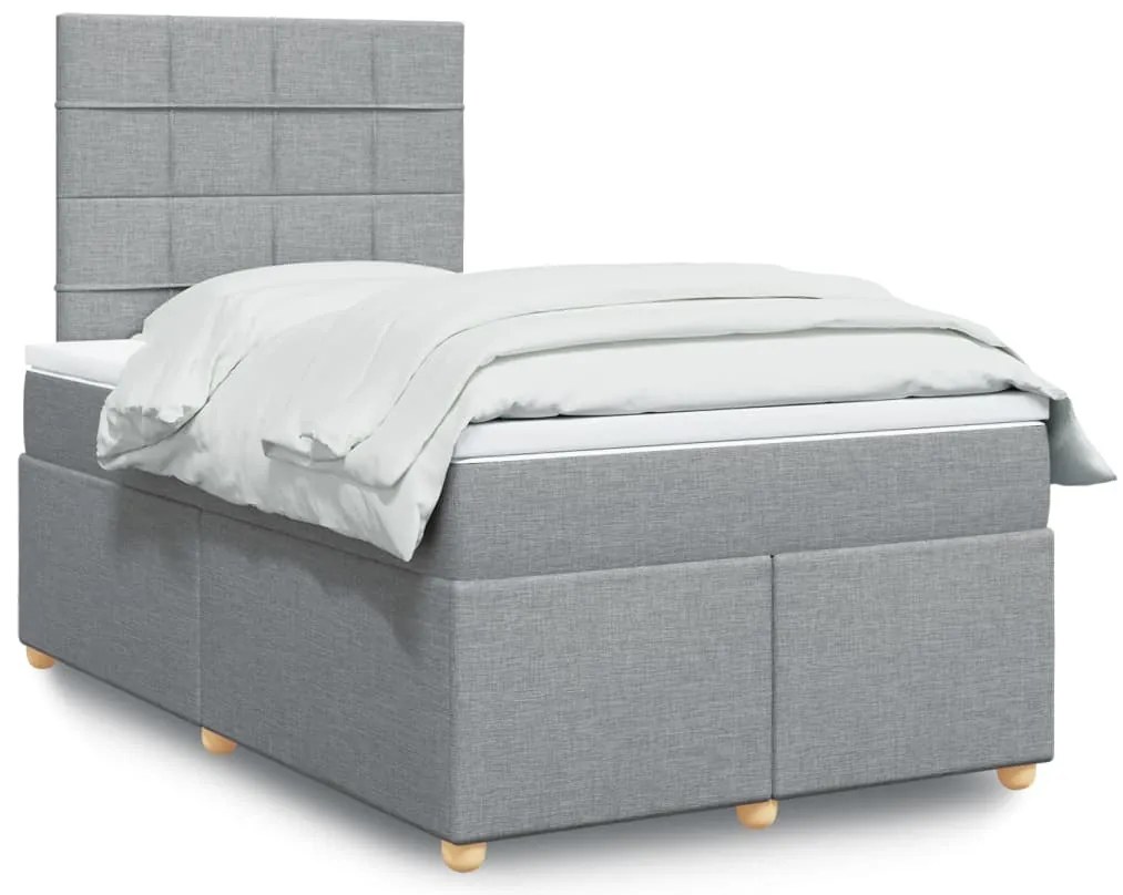 Cama com molas/colchão 120x200 cm tecido cinza-claro