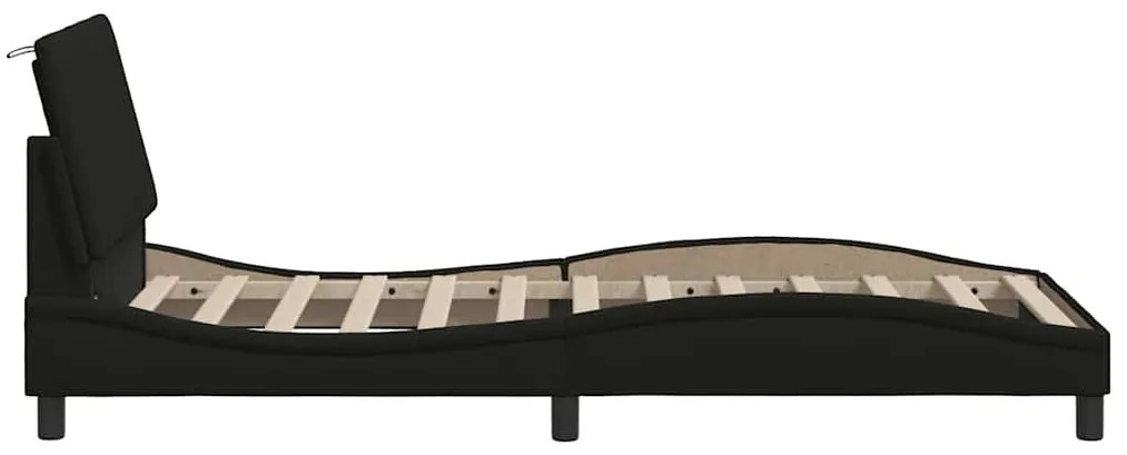 Estrutura de cama sem colchão 90x190 cm tecido preto