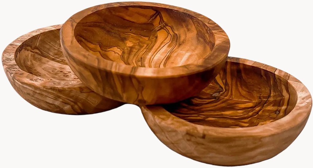 Taças para molhos em madeira de oliveira Selbrae, conjunto de 3