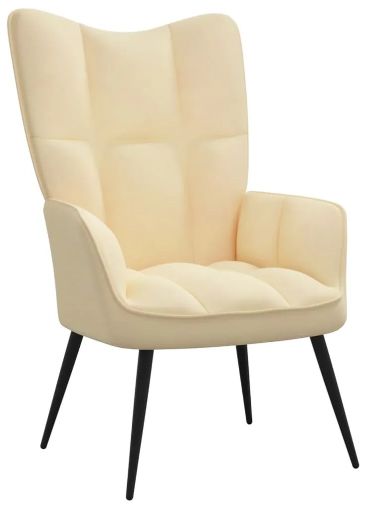 328082 vidaXL Cadeira de descanso veludo branco nata