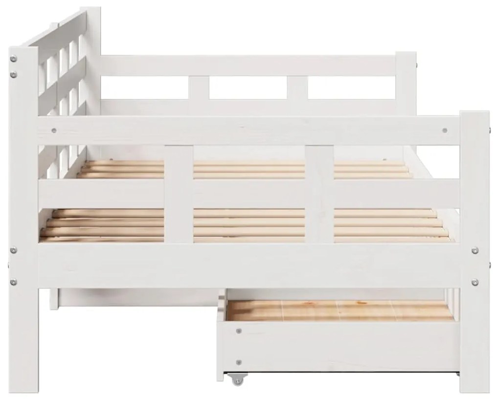 Sofá-cama c/ gavetas 90x190 cm madeira de pinho maciça branco