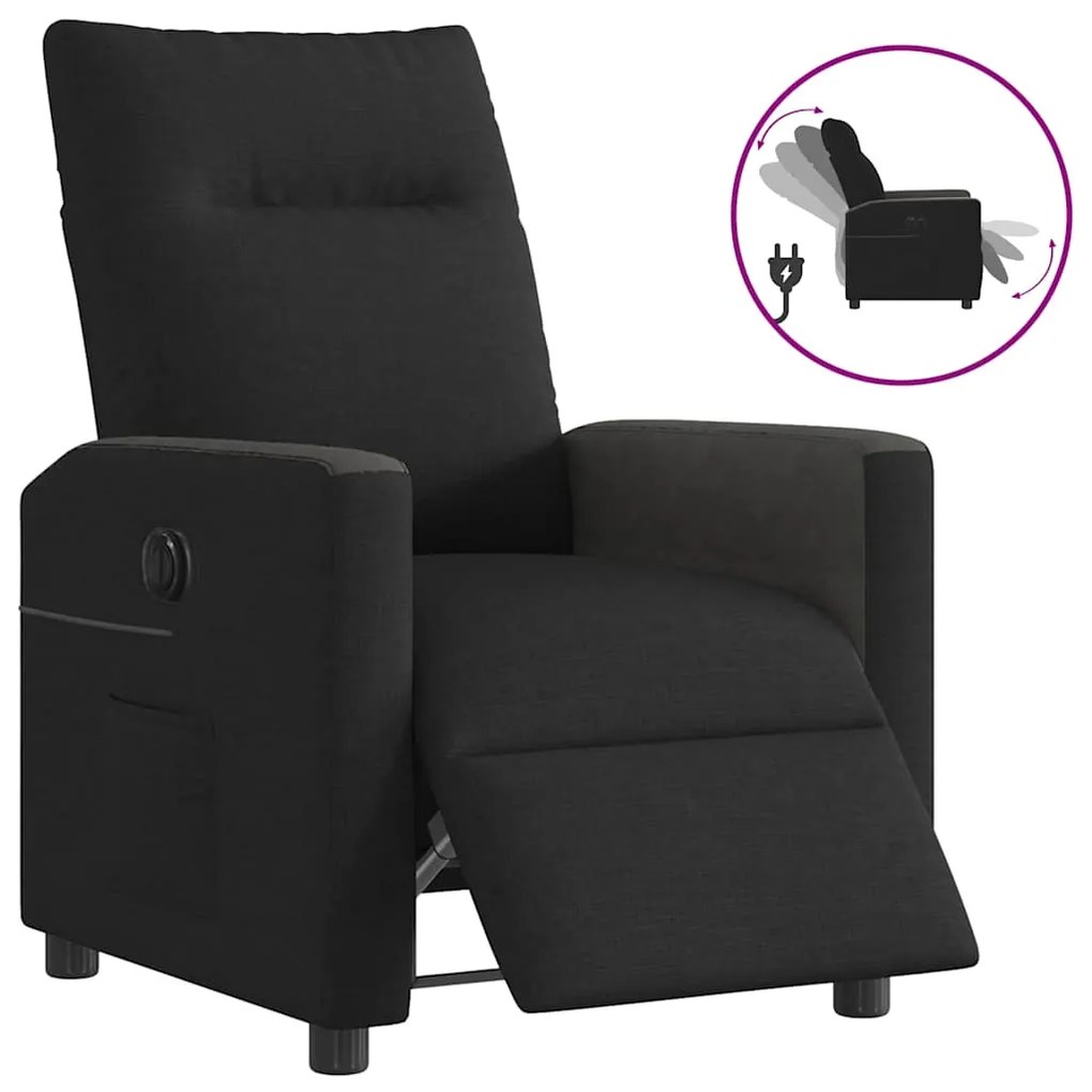 vidaXL Poltrona elétrica reclinável tecido preto