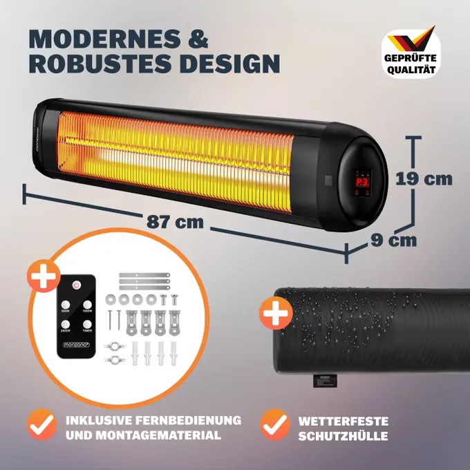 Aquecedor exterior radiante MZH2501 2500W Preto