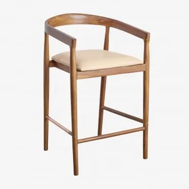 Banqueta Alta De Couro Visby (70 Cm) Crema Vintage - Sklum