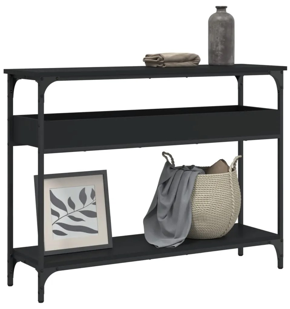 Mesa consola c/ prateleira 100x29x75 cm derivados madeira preto