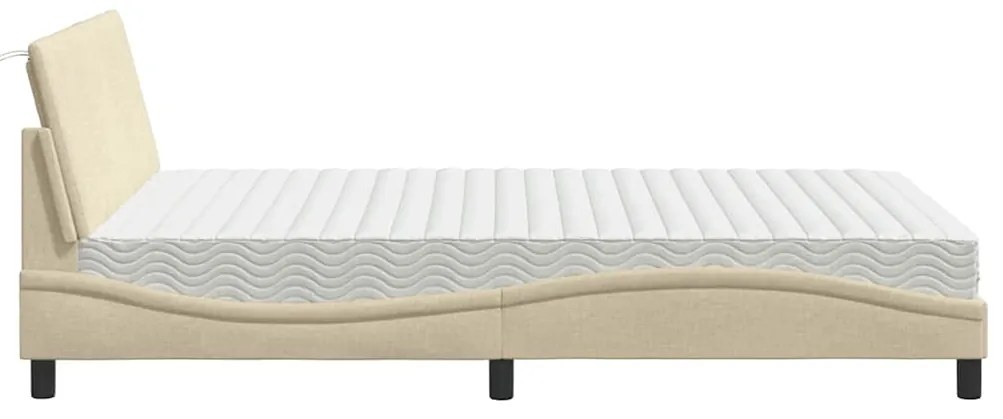 Cama com colchão 120x200 cm tecido cor creme