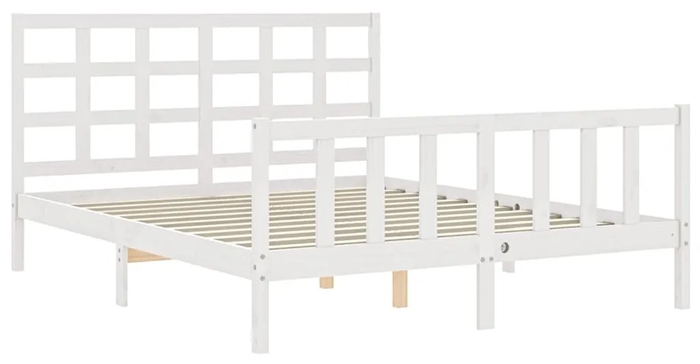 Estrutura de cama King Size com cabeceira madeira maciça branco