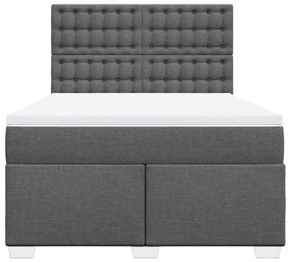 Cama com molas/colchão 160x200 cm tecido cinzento-escuro