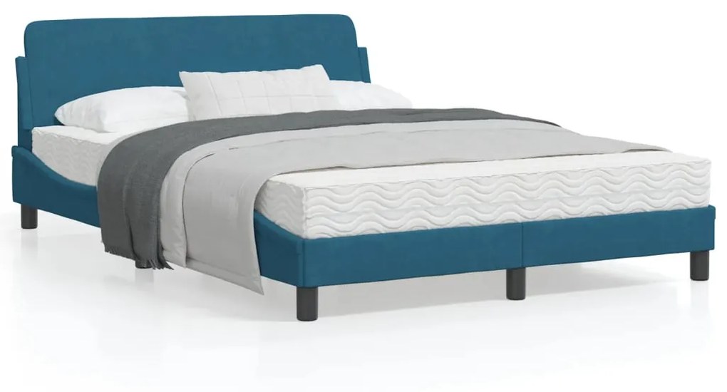 vidaXL Estrutura de cama c/ cabeceira 120x200 cm veludo azul