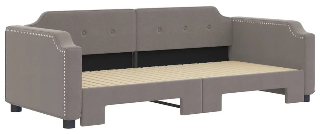 Sofá-cama com gavetão 90x200 cm tecido cinzento-acastanhado
