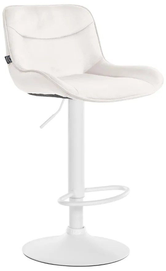 Banco alto em veludo com estrutura branca 85-106 x 49 x 51 cm cor creme