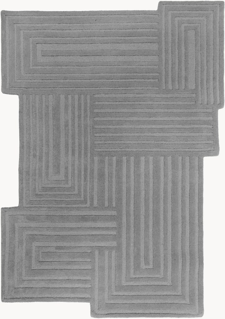 Tapete de lã tufado à mão com relevo Zen Rectangles
