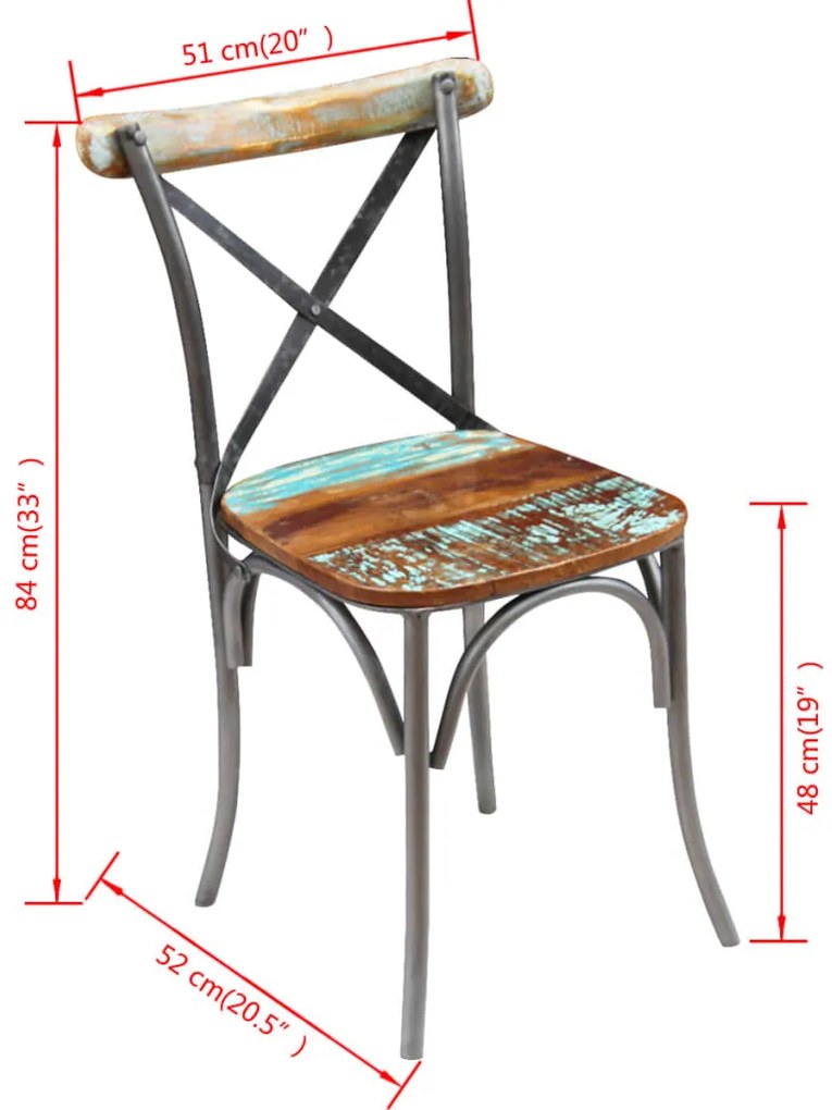 Cadeiras de jantar 4 pcs madeira recuperada maciça