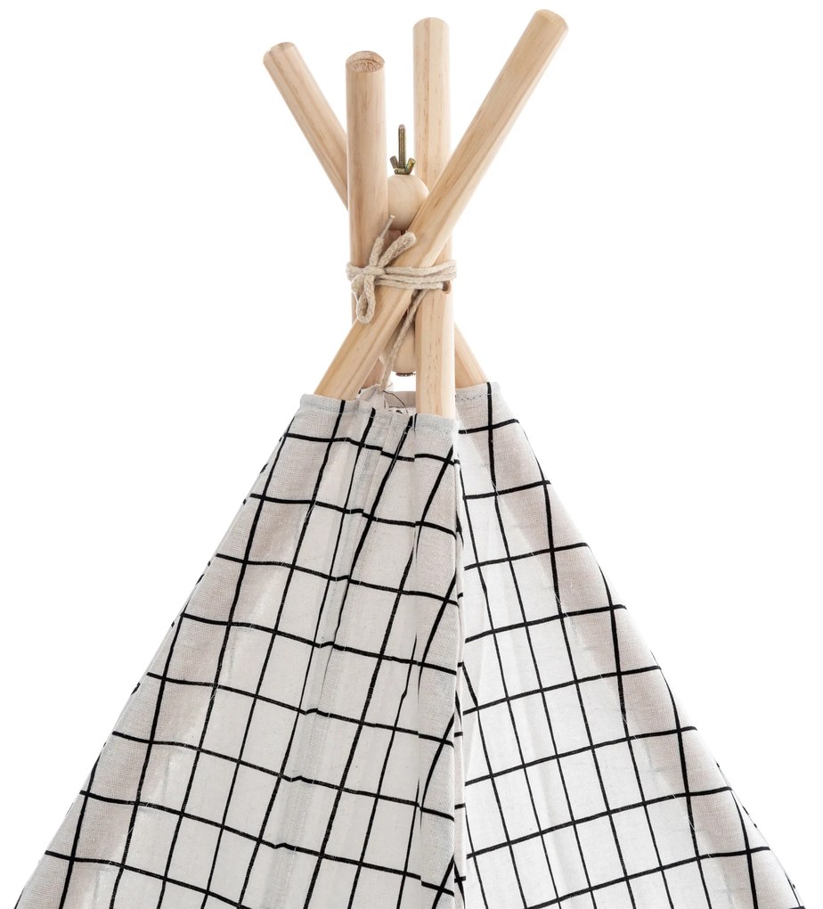 Tenda de brincar Esna em xadrez 155 x 120 x 120 cm Cinzento