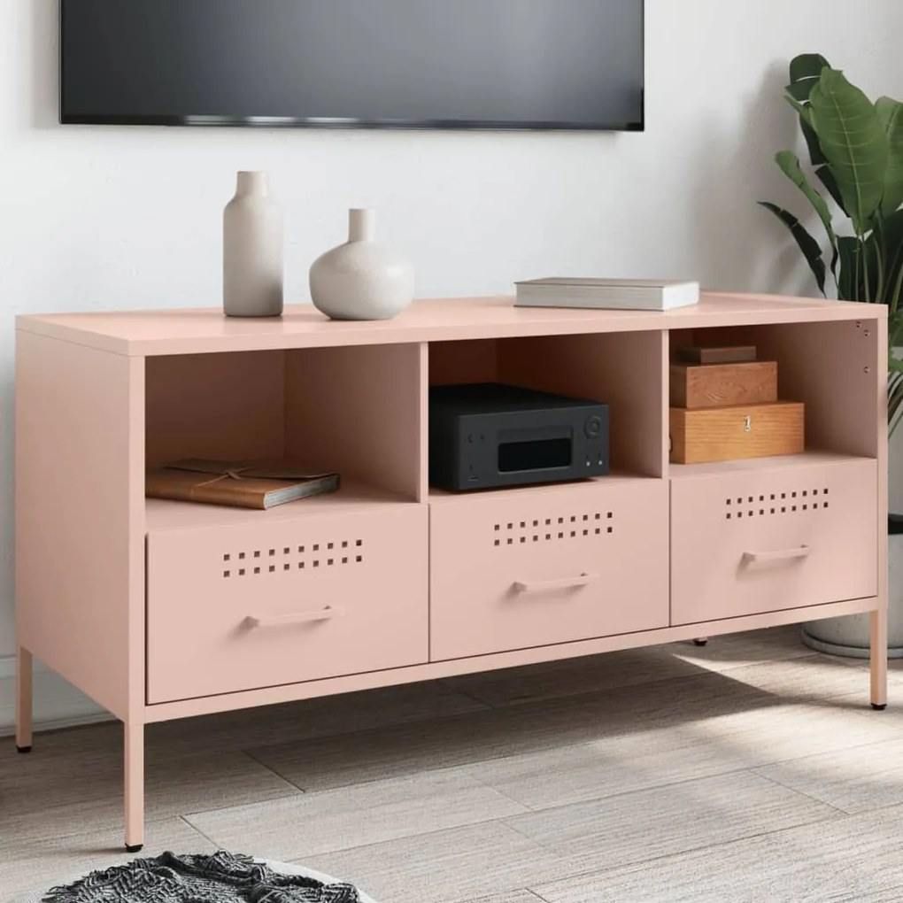 Móvel de TV 100,5x39x50,5 cm aço rosa