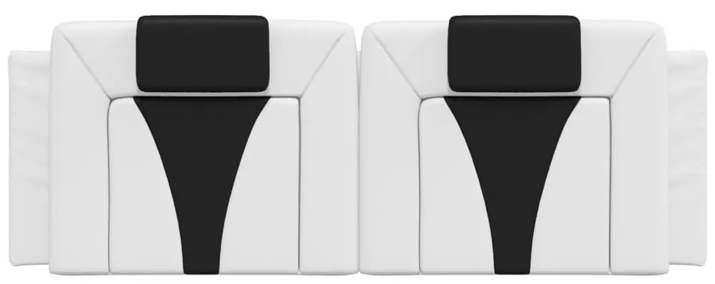 Almofadão de cabeceira 140 cm couro artificial branco e preto