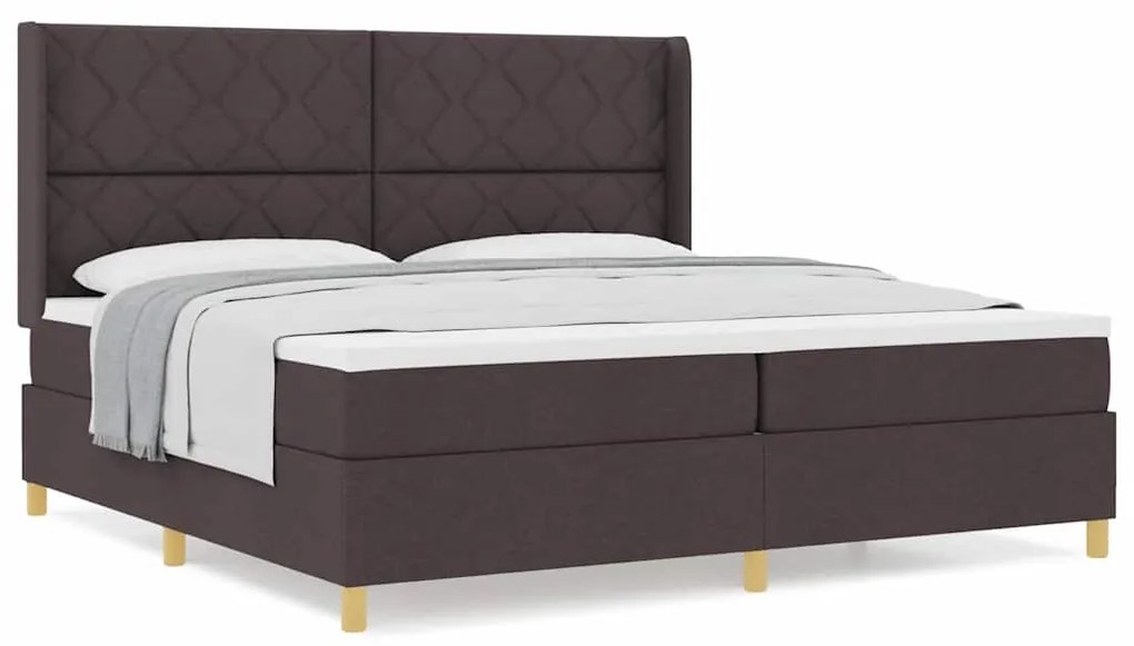 Cama Box com Colchão Marrom, 200x200 cm em Tecido