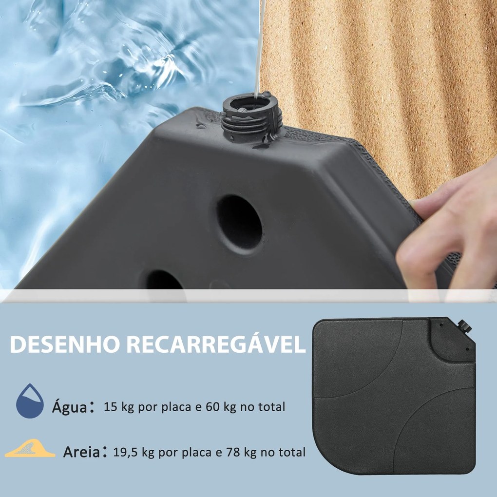 Conjunto de Pesos para Base de Chapéu de Sol de 4 Peças Base para Chap