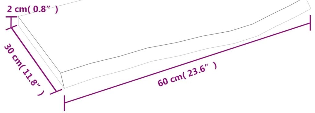 Prateleira de parede 60x30x2 cm carvalho tratado castanho-claro