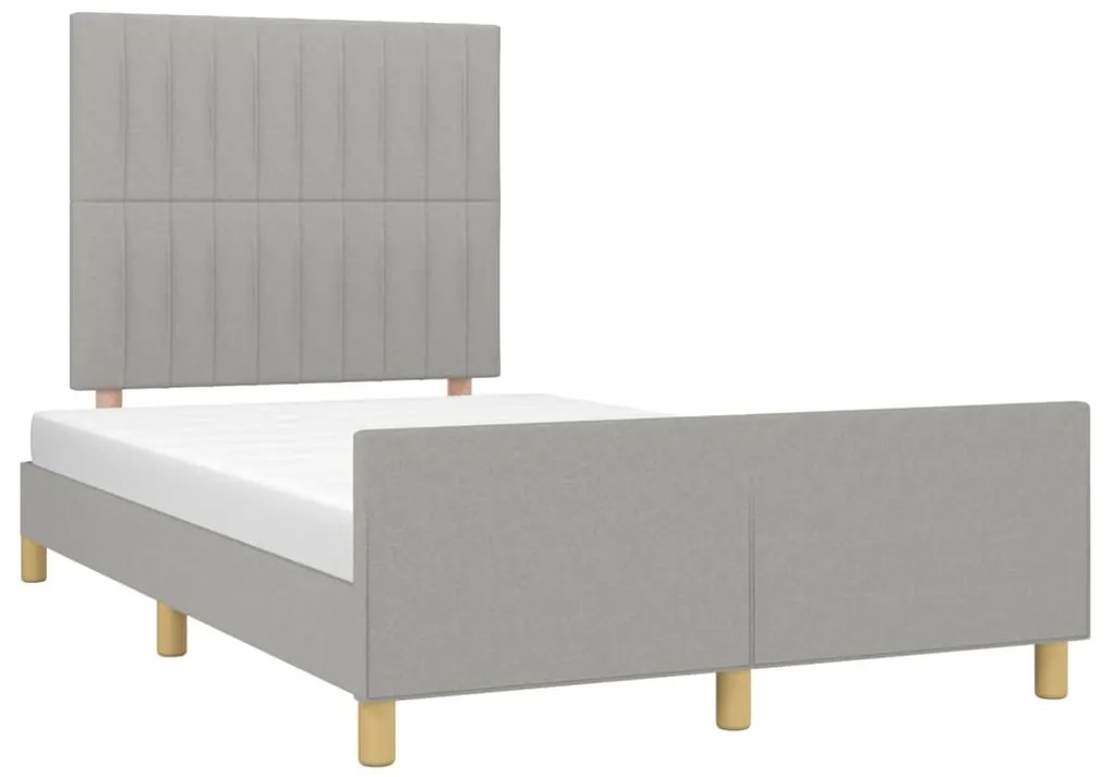Estrutura de cama sem colchão 120x200 cm tecido cinzento-claro