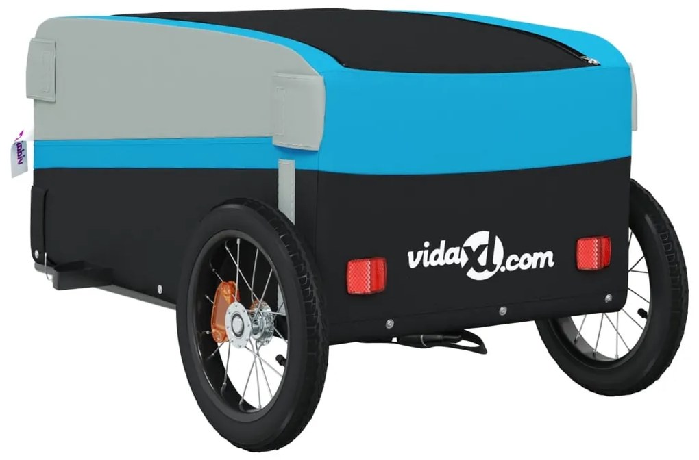 Reboque para bicicleta 30 kg ferro preto e azul