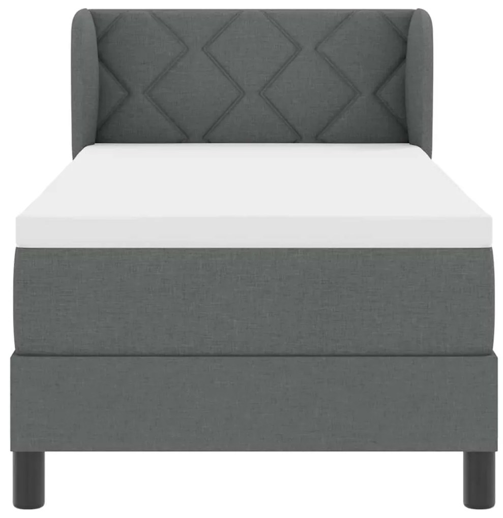 Cama Box Spring com Colchão Cinza Escuro 80x200 cm Tecido