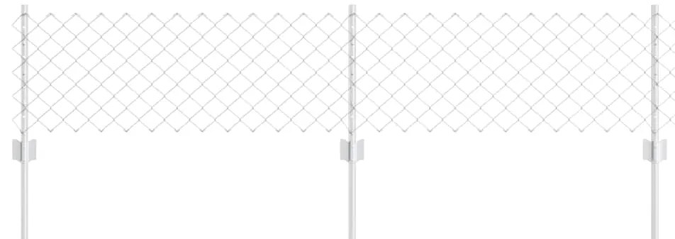 Cerca de Cadeia com 10 Postes U Prata 0.4x10 m Aço