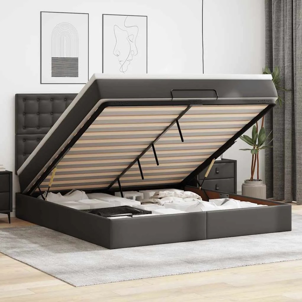 vidaXL Estrutura de cama otomana com colchão 180x200 cm preta