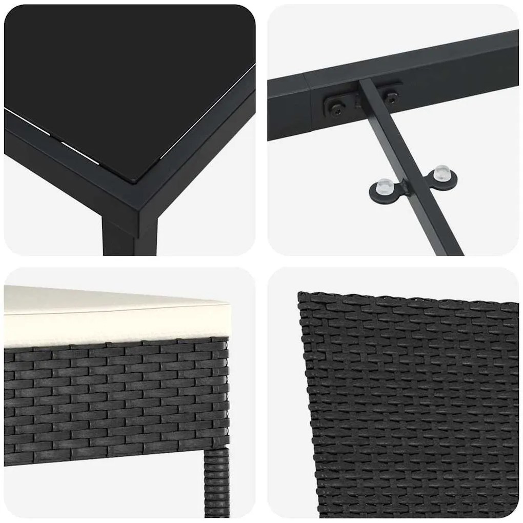 Conjunto de Jantar para Jardim com 5 Peças em Rattan Sintético Preto.