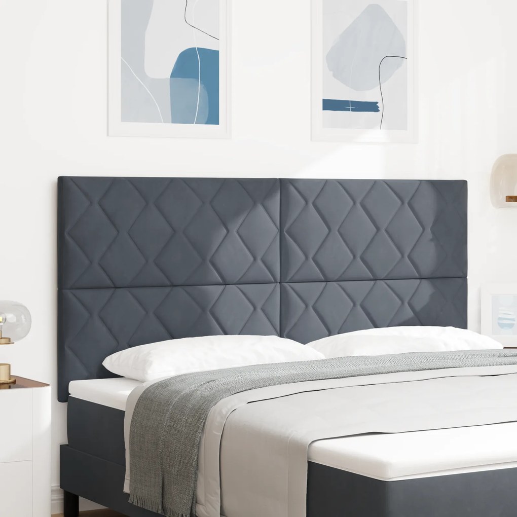 Cabeceira Design Blocos Diamentados Cinza Escuro 180 cm Veludo