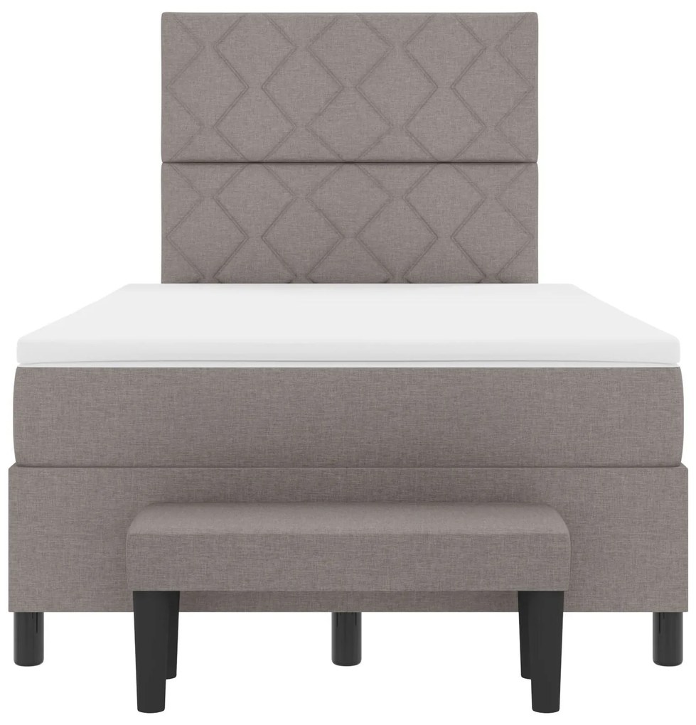 Cama Box Spring com colchão e banco taupe 120x190 cm Tecido