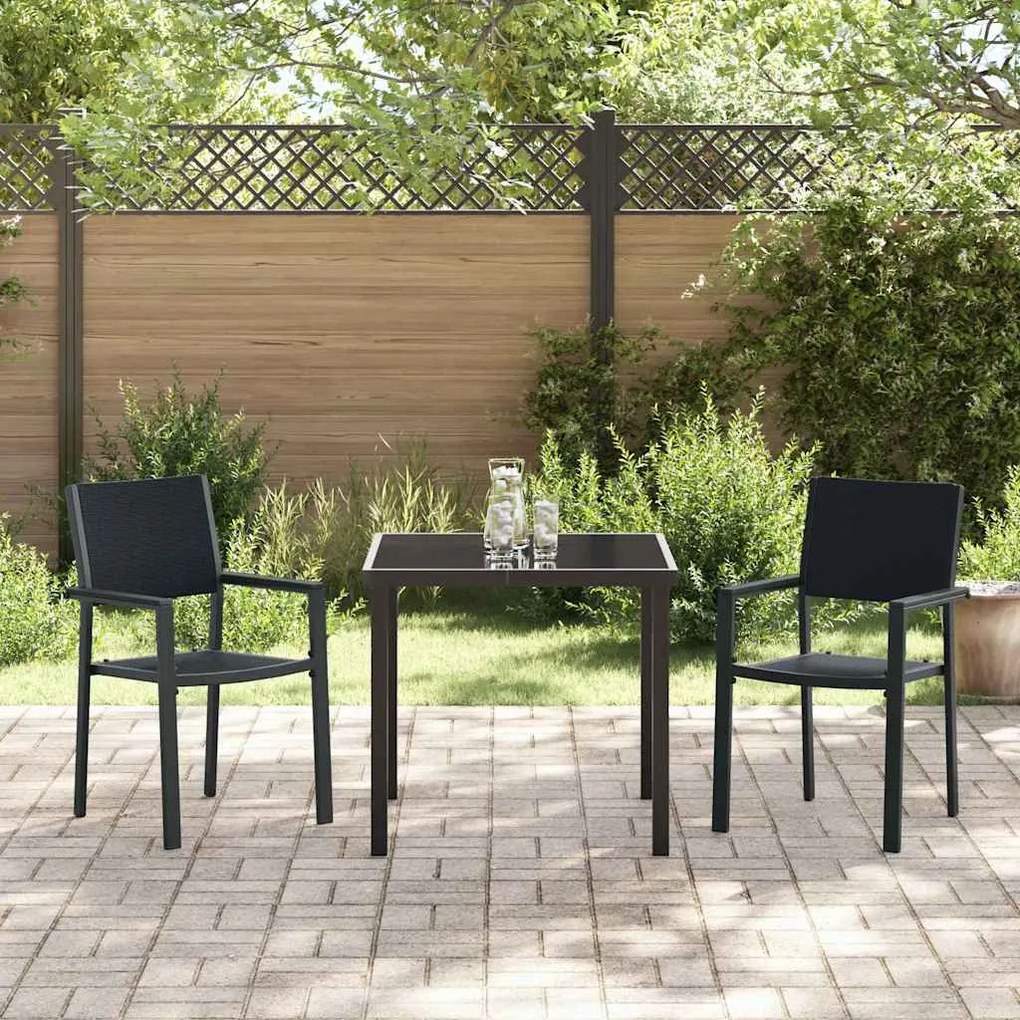 Conjunto de Jantar de Jardim 3 Peças em Rattan com Poliéster Preto.
