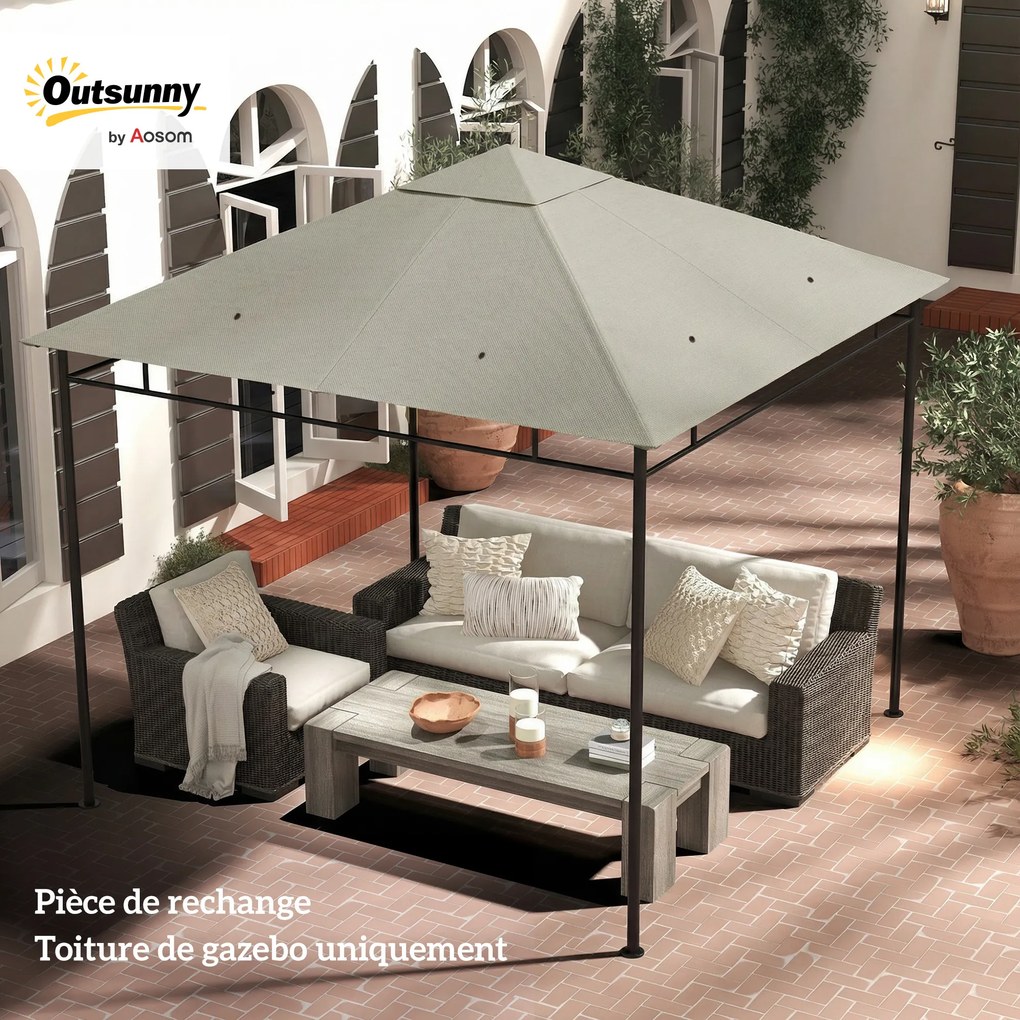Toldo de substituição 3 x 3 m para tenda (NÃO INCLUIDA) ou cobertura de jardim em poliéster, 180 g/m², , cinzenta