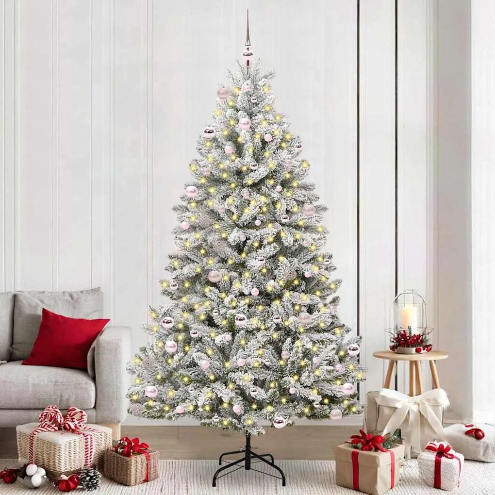 vidaXL Árvore de Natal Artificial Verde e Branco 240 cm PVC e Metal