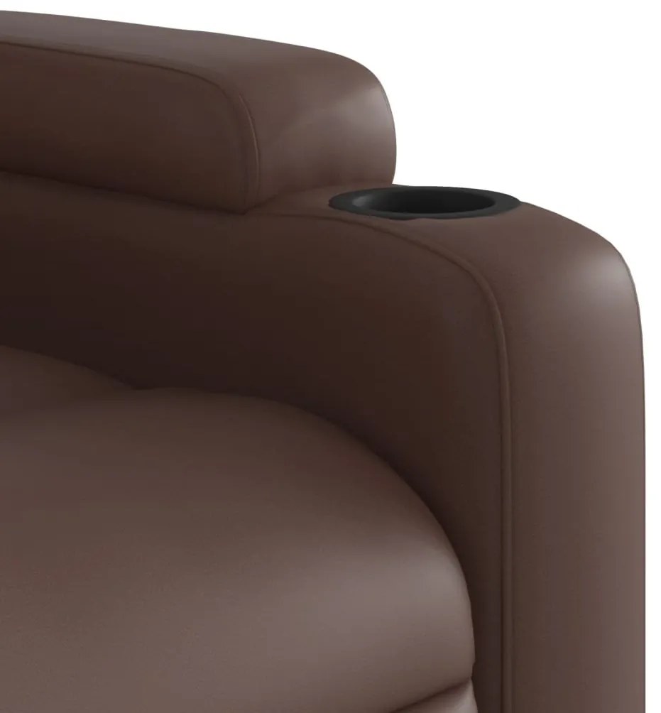 Poltrona reclinável elevatória couro artificial castanho