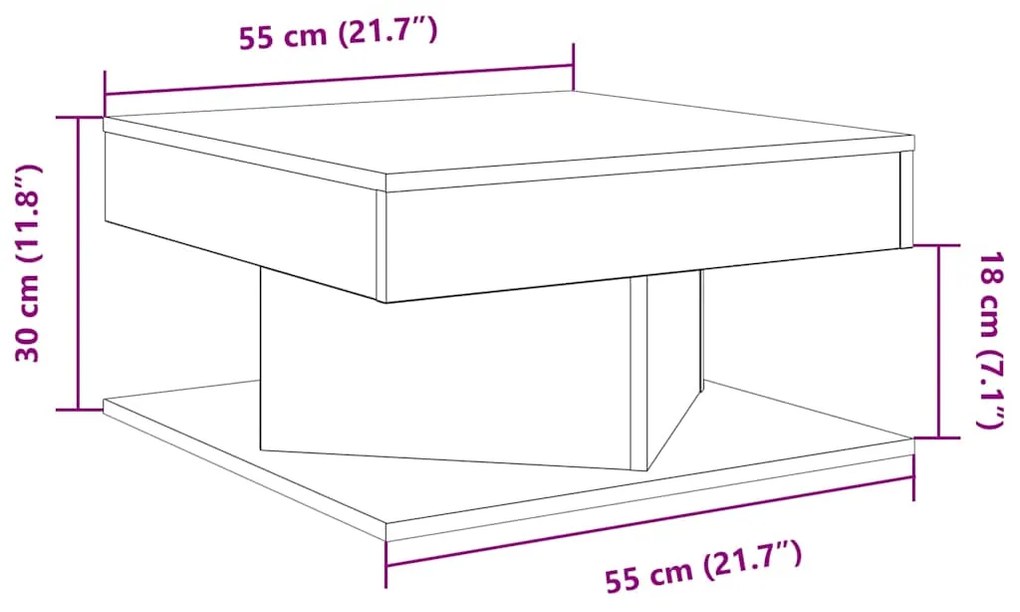 Mesa de centro 55x55x30 cm derivados de madeira madeira velha