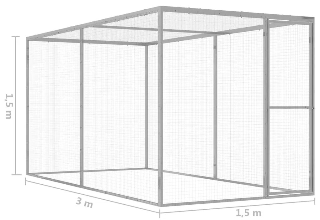 Jaula para gatos 3x1,5x1,5 m aço galvanizado