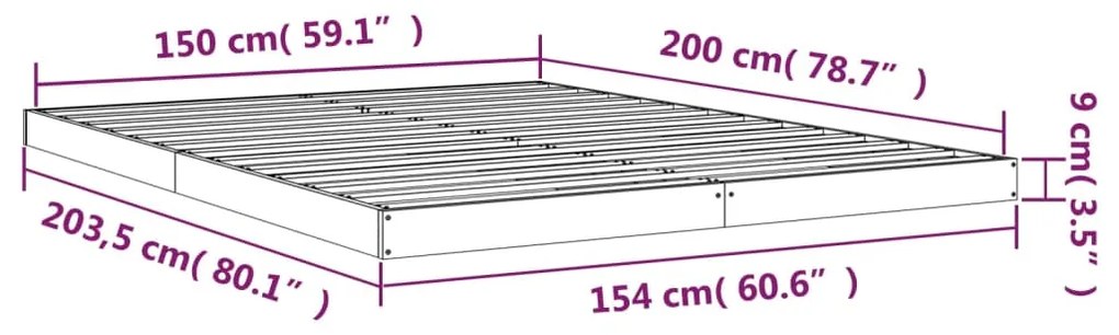 Estrutura de cama king size 150x200 cm madeira de pinho maciça