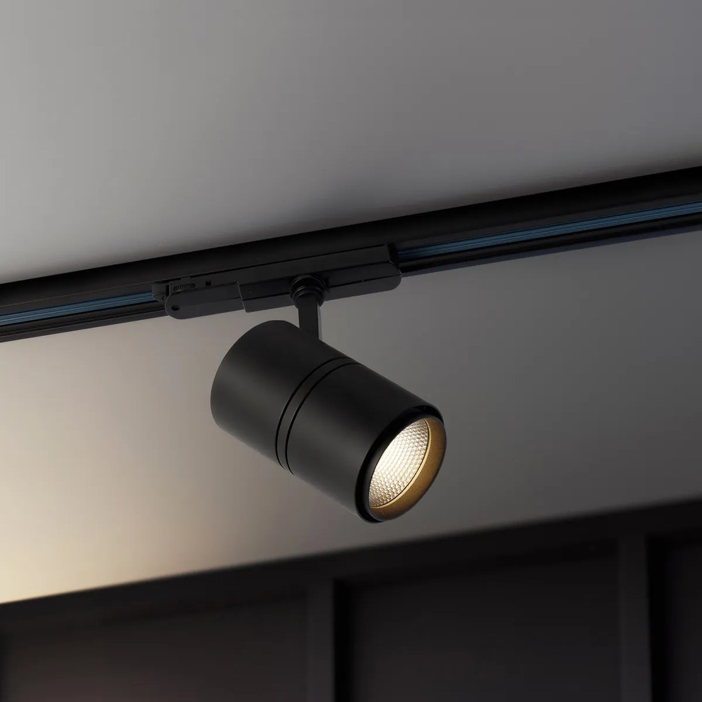 Sistema de calhas moderno trifásico preto com 4 focos 3000-4000K - Ruler