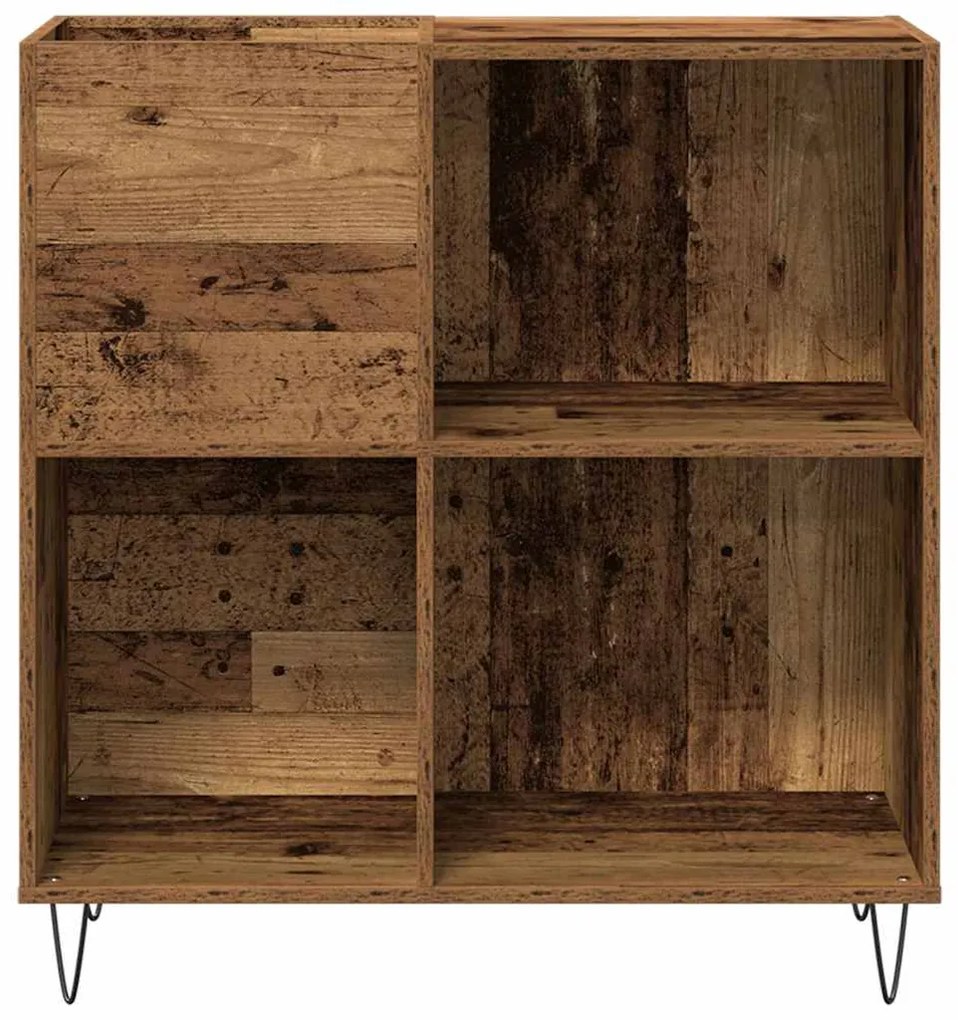 vidaXL Armário para discos de vinil Madeira antiga 85 x 38 x 89 cm