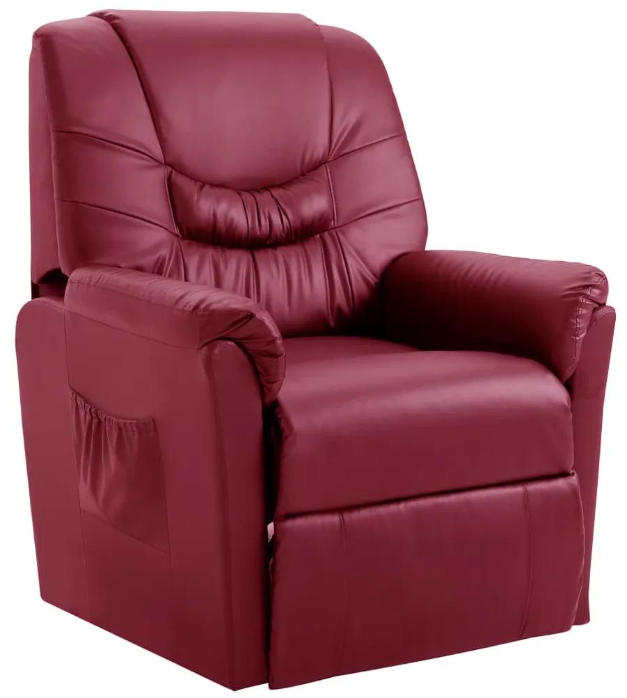 248980 vidaXL Cadeira reclinável couro artificial vermelho tinto