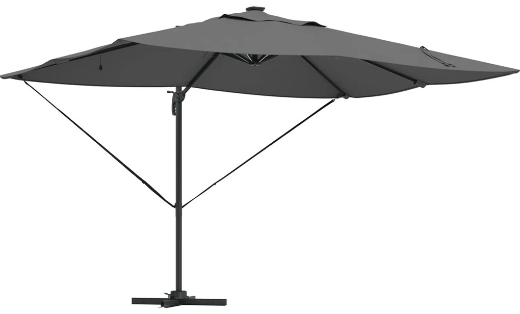 Guarda-sol de braço articulado com LEDs Antracite 352x251x265 cm Alumí
