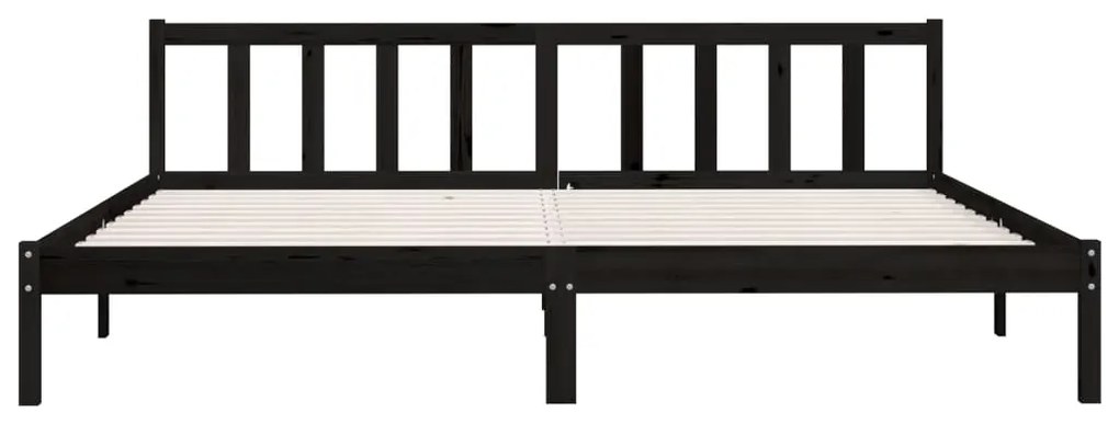 Estrutura de cama 200x200 cm madeira de pinho maciça preto