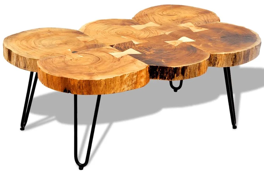 Mesa de centro 35 cm 6 troncos madeira de acácia sólida