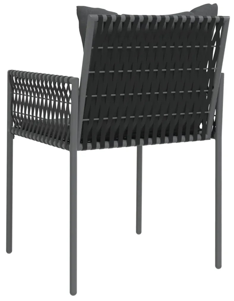 Cadeiras jardim c/ almofadões 4 pcs 54x61x83 cm vime PE preto
