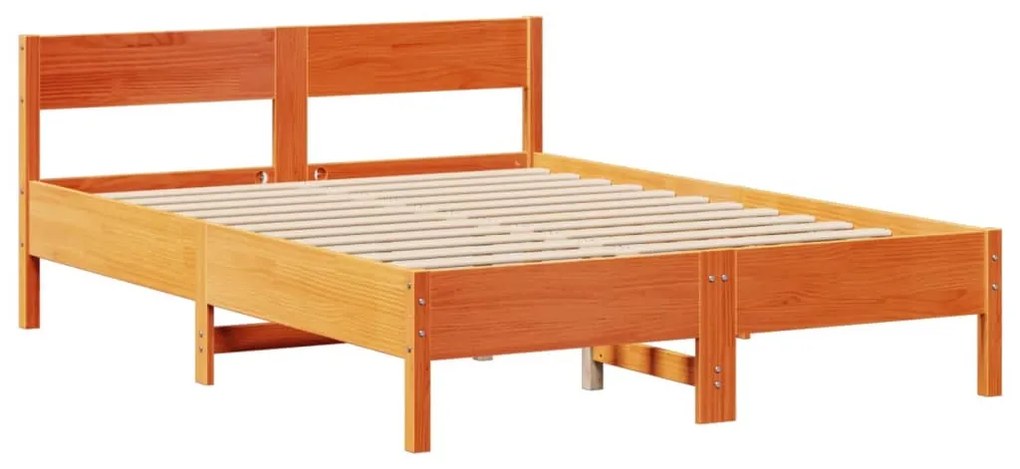 Cama sem colchão 140x200 cm madeira pinho maciça castanho-mel