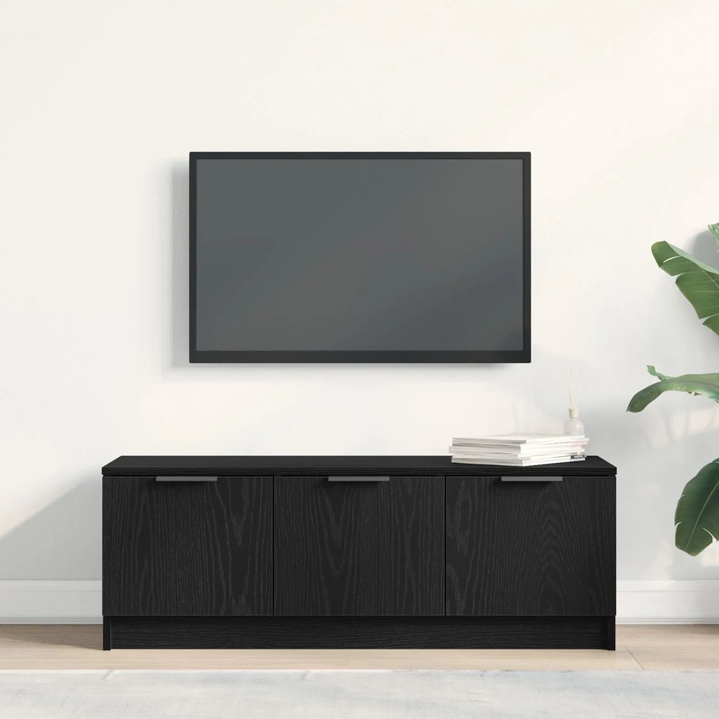 Armário para TV vidaXL Preto Carvalho 102x35x36,5 cm Madeira Engineere