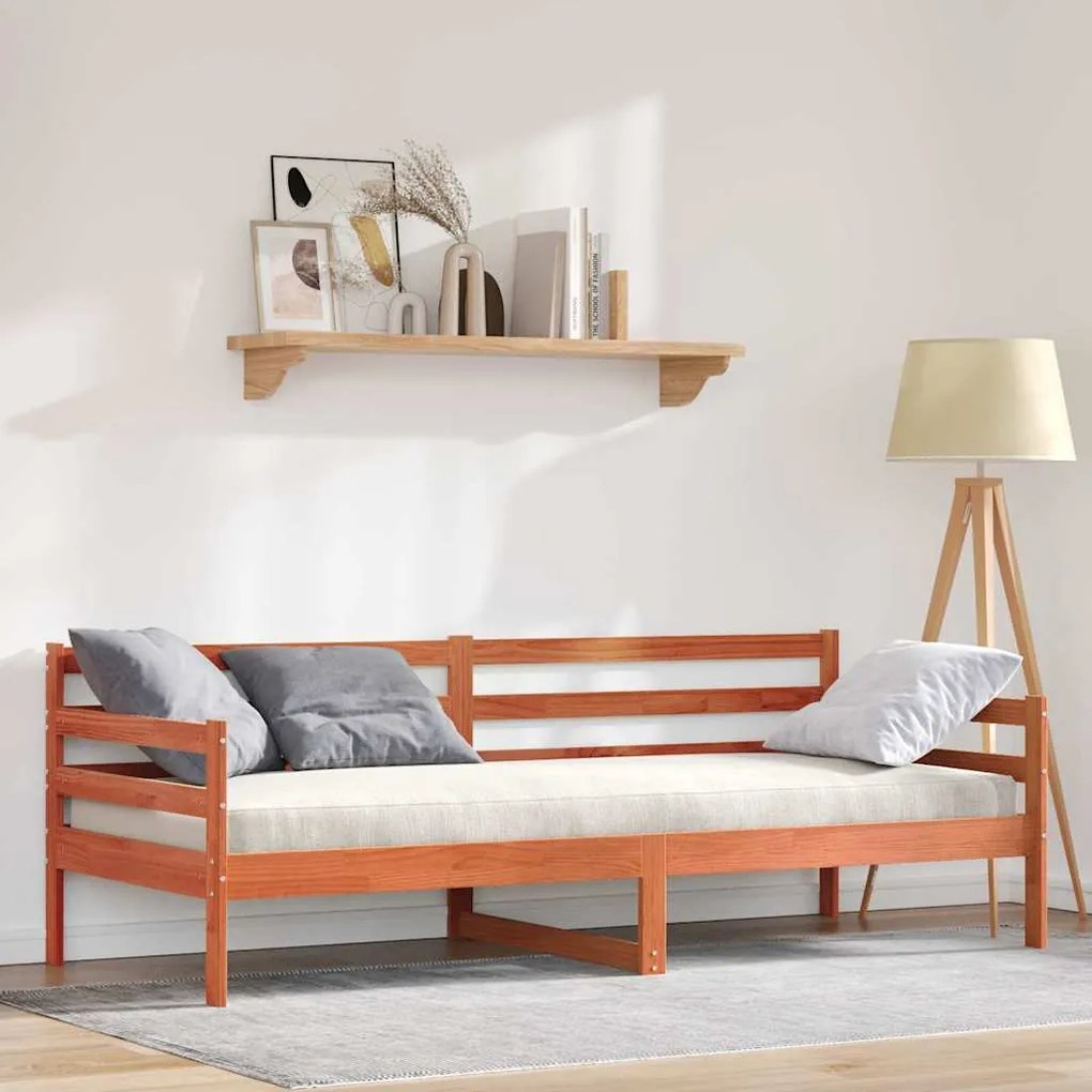 vidaXL Cama de Dia Marrom Cera Madeira de Pinheiro Sólida